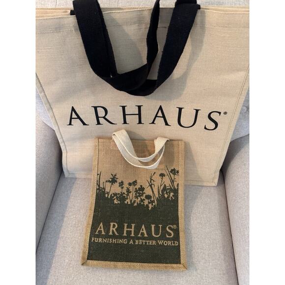 ARHAUS Jumbo Jute and Small Totes Reusable Shopping Bags Rectangular Structured - Picture 2 of 4